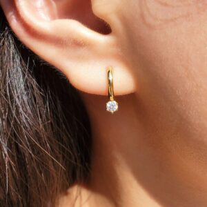 Gold Solitaire Diamond Earrings